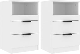 vidaXL - Nachtkastjes - 2 - st - bewerkt - hout - hoogglans - wit