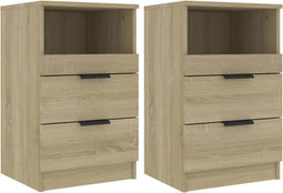 vidaXL - Nachtkastjes - 2 - st - bewerkt - hout - sonoma - eikenkleurig