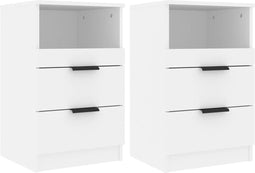 vidaXL - Nachtkastjes - 2 - st - bewerkt - hout - wit