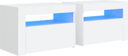vidaXL - Nachtkastjes - 2 - st - LED - 60x35x40 - cm - wit