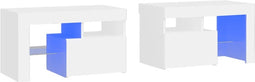 vidaXL - Nachtkastjes - 2 - st - LED-verlichting - 70x36,5x40 - cm - hoogglans - wit