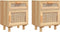 vidaXL - Nachtkastjes - 2 - st - massief - grenenhout - en - natuurlijk - rattan - bruin