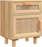 vidaXL - Nachtkastjes - 2 - st - massief - grenenhout - en - natuurlijk - rattan - bruin