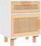 vidaXL - Nachtkastjes - 2 - st - massief - grenenhout - en - natuurlijk - rattan - wit