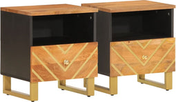 vidaXL - Nachtkastjes - 2 - st - massief - mangohout - bruin - en - zwart