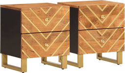 vidaXL - Nachtkastjes - 2 - st - massief - mangohout - bruin - en - zwart