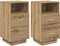 vidaXL - Nachtkastjes - 2 - st - met - 2 - lades - 36x36x68 - cm - artisanaal - eiken