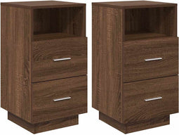 vidaXL - Nachtkastjes - 2 - st - met - 2 - lades - 36x36x68 - cm - bruin - eikenkleurig