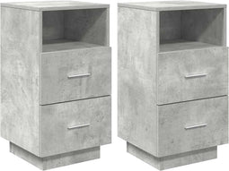 vidaXL - Nachtkastjes - 2 - st - met - 2 - lades - 36x36x68 - cm - betongrijs