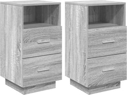 vidaXL - Nachtkastjes - 2 - st - met - 2 - lades - 36x36x68 - cm - grijs - sonoma - eiken