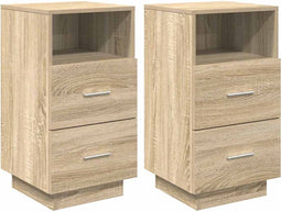 vidaXL - Nachtkastjes - 2 - st - met - 2 - lades - 36x36x68 - cm - sonoma - eikenkleurig