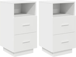 vidaXL - Nachtkastjes - 2 - st - met - 2 - lades - 36x36x68 - cm - wit