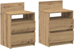 vidaXL - Nachtkastjes - 2 - st - met - 2 - lades - 40x33x60 - cm - artisanaal - eiken