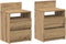 vidaXL - Nachtkastjes - 2 - st - met - 2 - lades - 40x33x60 - cm - artisanaal - eiken