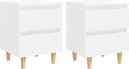 vidaXL - Nachtkastjes - 2 - st - met - grenenhouten - poten - 40x35x50 - cm - wit