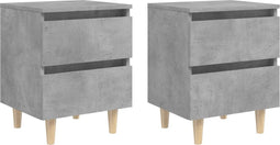 vidaXL - Nachtkastjes - 2 - st - met - grenenhouten - poten - 40x35x50 - cm - betongrijs