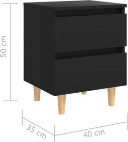 vidaXL - Nachtkastjes - 2 - st - met - grenenhouten - poten - 40x35x50 - cm - zwart