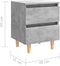 vidaXL - Nachtkastjes - 2 - st - met - grenenhouten - poten - 40x35x50 - cm - betongrijs