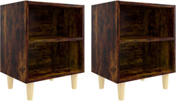 vidaXL - Nachtkastjes - 2 - st - met - houten - poten - 40x30x50 - cm - gerookt - eiken