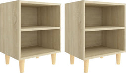 vidaXL - Nachtkastjes - 2 - st - met - houten - poten - 40x30x50 - cm - sonoma - eiken