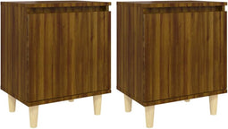 vidaXL - Nachtkastjes - 2 - st - met - houten - poten - 40x30x50 - cm - bruin - eikenkleur