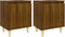 vidaXL - Nachtkastjes - 2 - st - met - houten - poten - 40x30x50 - cm - bruin - eikenkleur