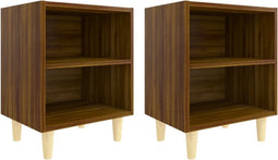 vidaXL - Nachtkastjes - 2 - st - met - houten - poten - 40x30x50 - cm - bruin - eikenkleur