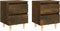 vidaXL - Nachtkastjes - 2 - st - met - houten - poten - 40x35x50 - cm - gerookt - eiken