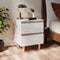 vidaXL - Nachtkastjes - 2 - st - met - houten - poten - 40x35x50 - cm - hoogglans - wit