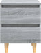vidaXL - Nachtkastjes - 2 - st - met - houten - poten - 40x35x50 - cm - grijs - sonoma