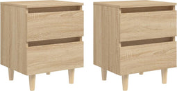 vidaXL - Nachtkastjes - 2 - st - met - houten - poten - 40x35x50cm - sonoma - eikenkleur