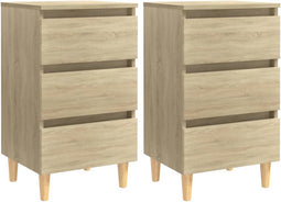vidaXL - Nachtkastjes - 2 - st - met - houten - poten - 40x35x69 - cm - sonoma - eiken