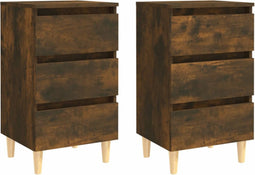vidaXL - Nachtkastjes - 2 - st - met - houten - poten - 40x35x69 - cm - gerookt - eiken