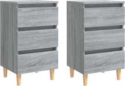 vidaXL - Nachtkastjes - 2 - st - met - houten - poten - 40x35x69 - cm - grijs - sonoma