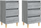 vidaXL - Nachtkastjes - 2 - st - met - houten - poten - 40x35x69 - cm - grijs - sonoma