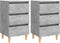 vidaXL - Nachtkastjes - 2 - st - met - houten - poten - 40x35x69 - cm - betongrijs