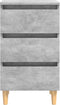 vidaXL - Nachtkastjes - 2 - st - met - houten - poten - 40x35x69 - cm - betongrijs
