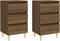 vidaXL - Nachtkastjes - 2 - st - met - houten - poten - 40x35x69 - cm - bruineikenkleur
