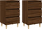 vidaXL - Nachtkastjes - 2 - st - met - houten - poten - 40x35x69 - cm - bruineikenkleur
