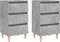 vidaXL - Nachtkastjes - 2 - st - met - houten - poten - 40x35x69 - cm - betongrijs