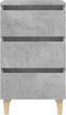 vidaXL - Nachtkastjes - 2 - st - met - houten - poten - 40x35x69 - cm - betongrijs