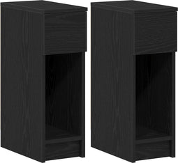 vidaXL - Nachtkastjes - 2 - st - met - lade - 20x36x60 - cm - zwart - eikenkleurig