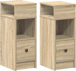 vidaXL - Nachtkastjes - 2 - st - met - lade - 25x31x66 - cm - sonoma - eikenkleurig