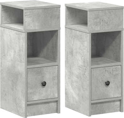 vidaXL - Nachtkastjes - 2 - st - met - lade - 25x31x66 - cm - betongrijs