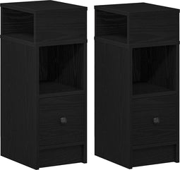 vidaXL - Nachtkastjes - 2 - st - met - lade - 25x31x66 - cm - zwart