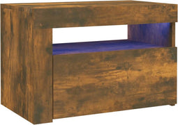 vidaXL - Nachtkastjes - 2 - st - met - LED-verlichting - 60x35x40 - cm - gerookt - eiken
