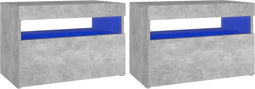 vidaXL - Nachtkastjes - 2 - st - met - LED-verlichting - 60x35x40 - cm - betongrijs
