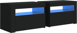 vidaXL - Nachtkastjes - 2 - st - met - LED-verlichting - 60x35x40 - cm - zwart