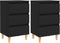vidaXL - Nachtkastjes - 2 - st - met - massief - houten - poten - 40x35x69 - cm - zwart