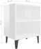vidaXL - Nachtkastjes - 2 - st - met - metalen - poten - 40x30x50 - cm - hoogglans - wit